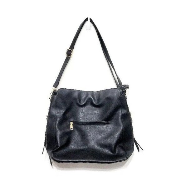 Black Faux Leather Crossbody Shoulder Bag NEW Adjustable Removable Strap 12x11 - Picture 2 of 10